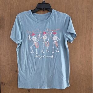 Zoe + Liv Blue Tee with Dancing Skeletons